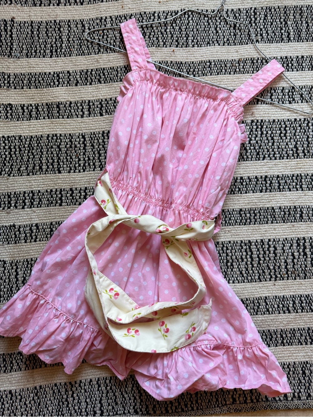 Matilda Jane size 10 Pink Polka Dot Sundress with Floral Sash